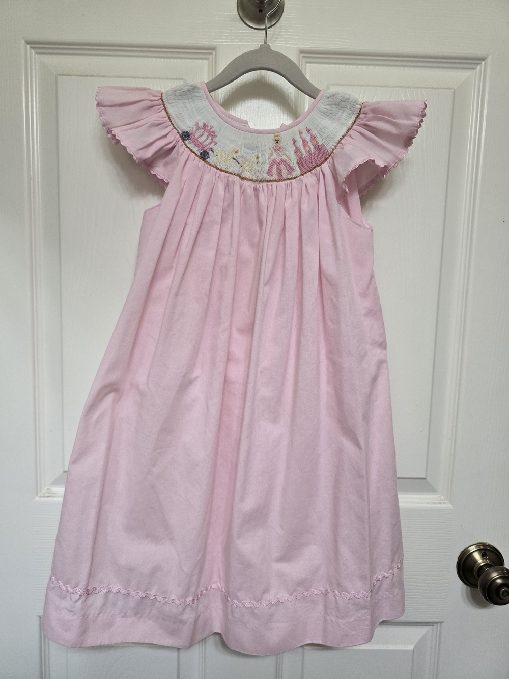 Mom & Me Pink Princess Girls Smocked Flutter Sleeve Dress